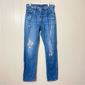 Levis 501 Womens Jeans Button Fly Blue Jeans Size 27x32